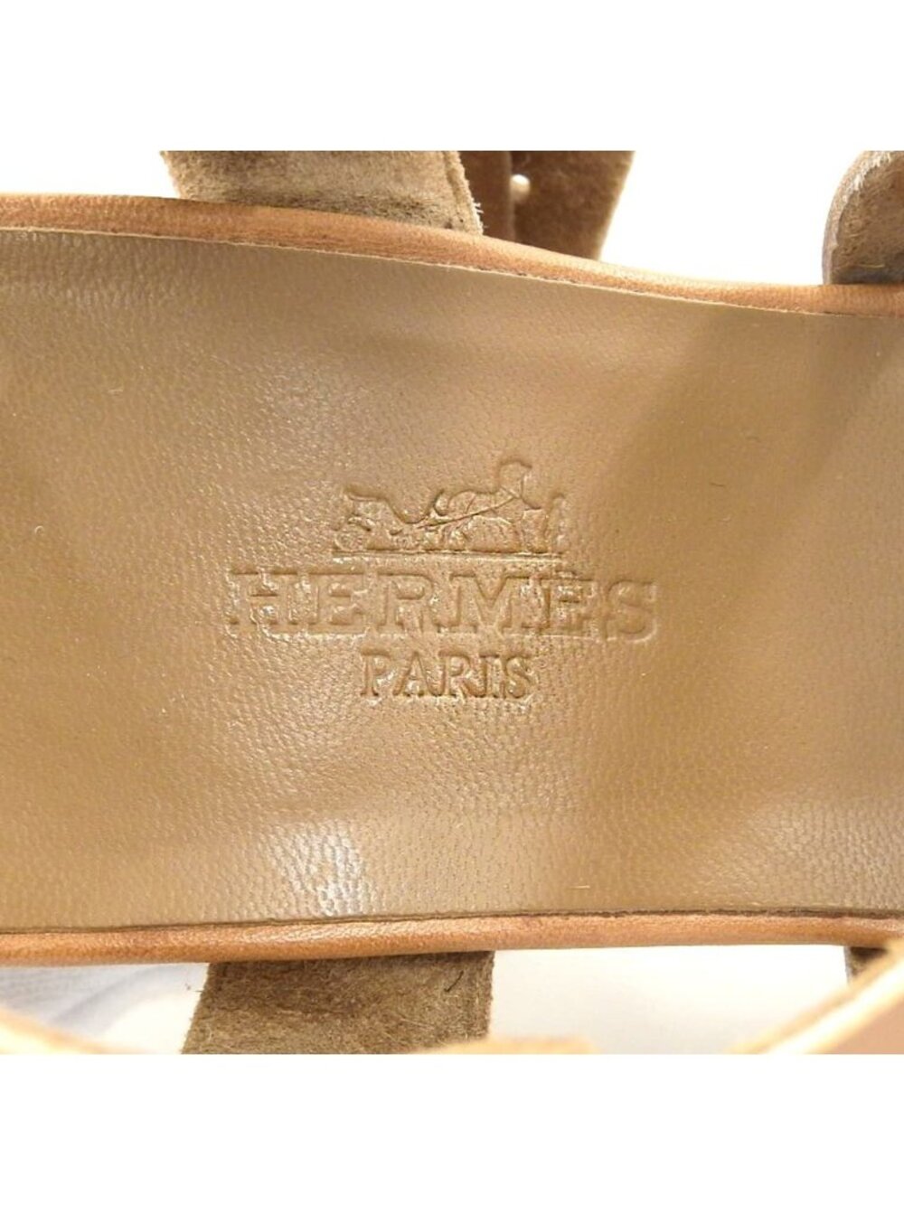 Hermes Wedge Sole Strap Leather Sandals Shoes Brown to - Picture 6 of 6